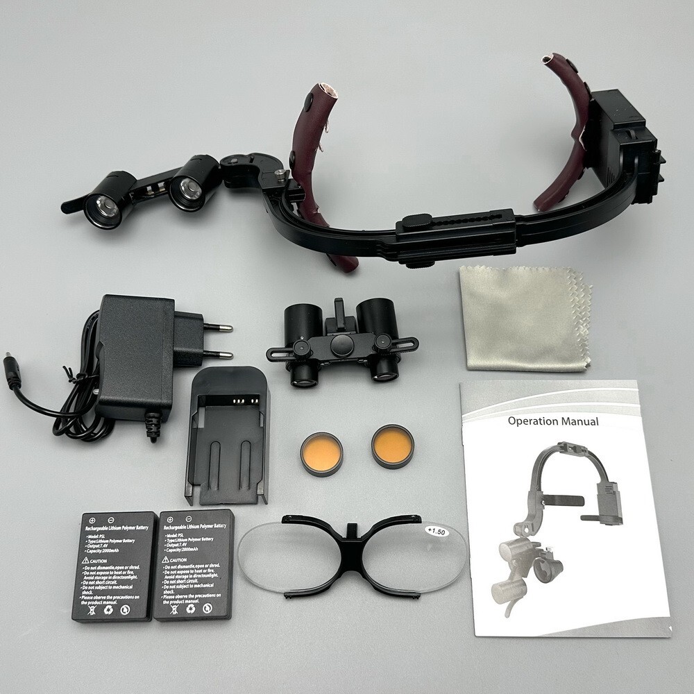 Dental Surgical Binocular Loupe Magnifier Glasses Dentisit LED Head Light EU/US