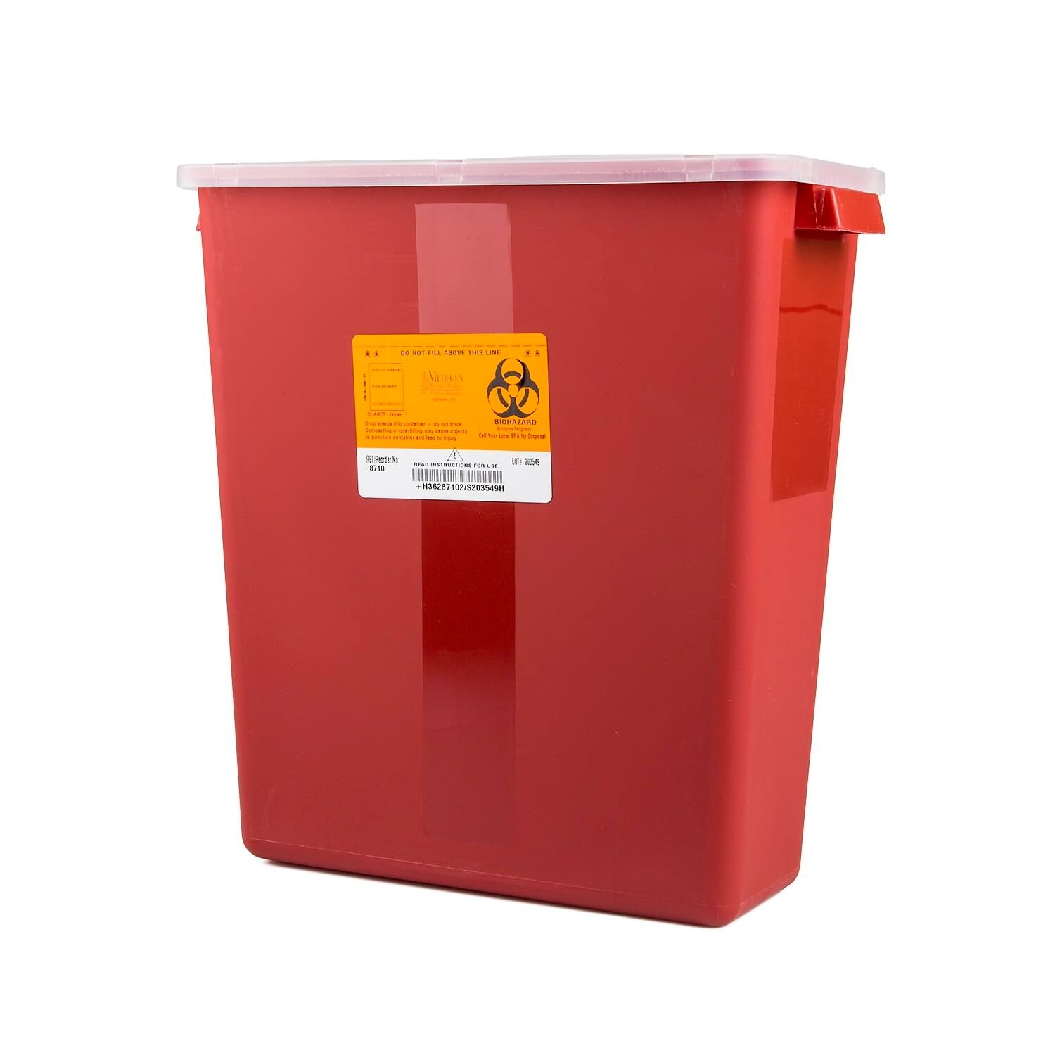 Medegen Sharps Container, 3 Gal, Large Tortuous Path Lid 12.5″x13.5″x6″, 3 Count