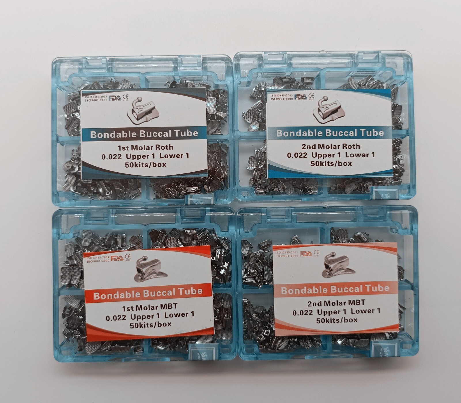 Dental Orthodontics Bondable Buccal Tubes 1st 2nd Molar Roth/MBT 022 Mesh Base