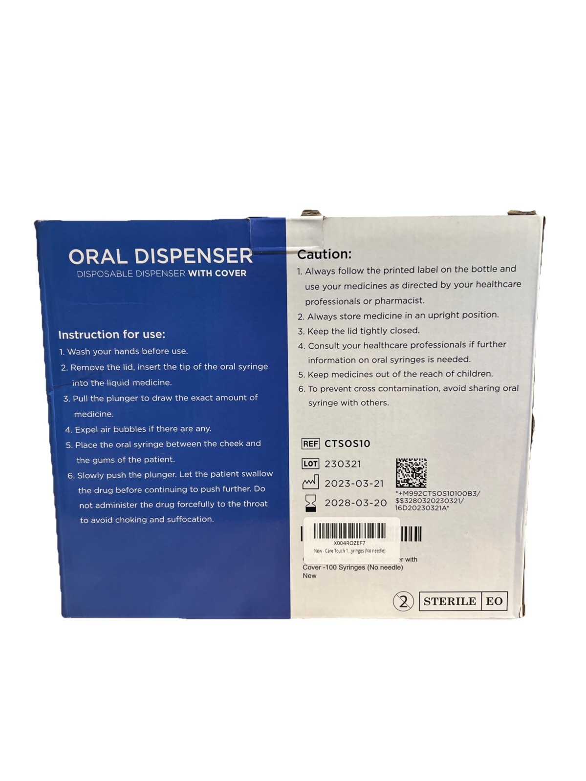 CareTouch Oral Dispenser – disposable dispenser wit cover – 100 syringes
