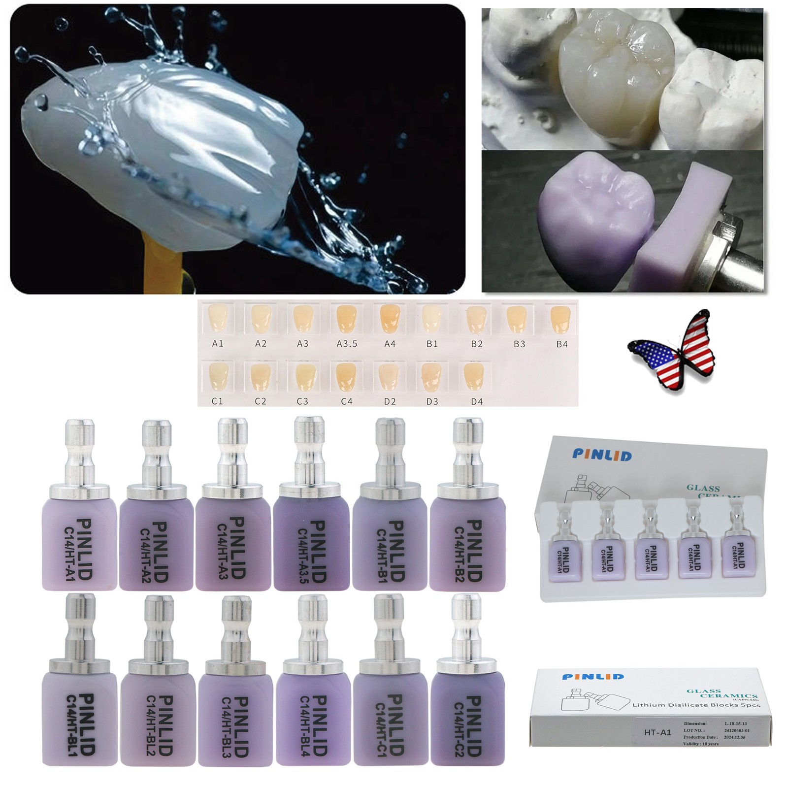 C14 B40 A16 Lithium Disilicate Glass Block for CEREC inLab Dental Restoration