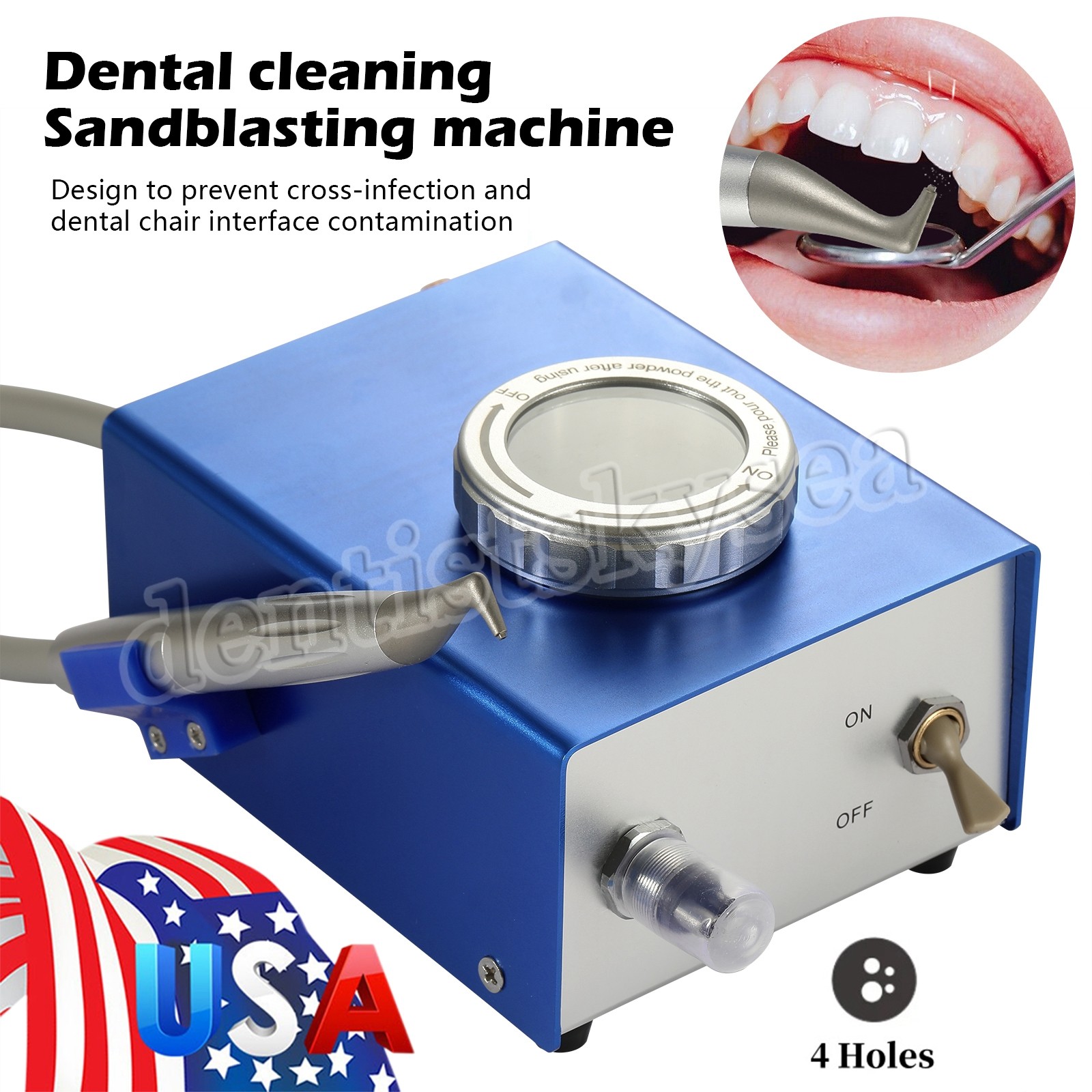 Flow Teeth Polishing Polisher Handpiece Hygiene Jet 2/4 Holes Dental Air Prophy