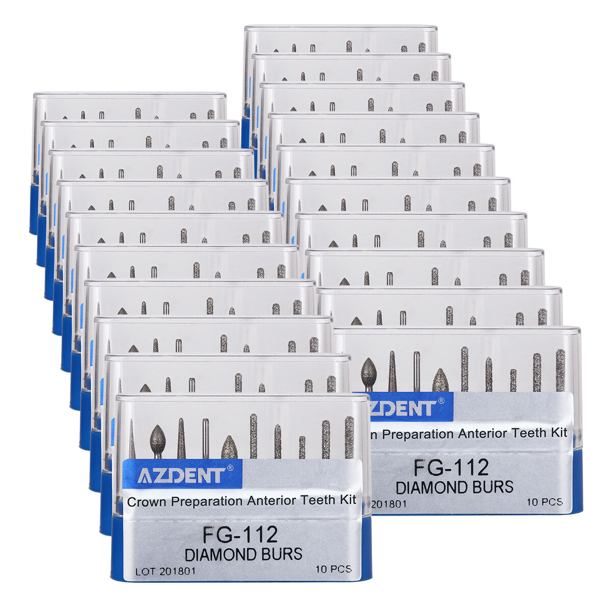 10packs Dental Diamond Burs FG-112 Crown Preparation Anterior Teeth Set