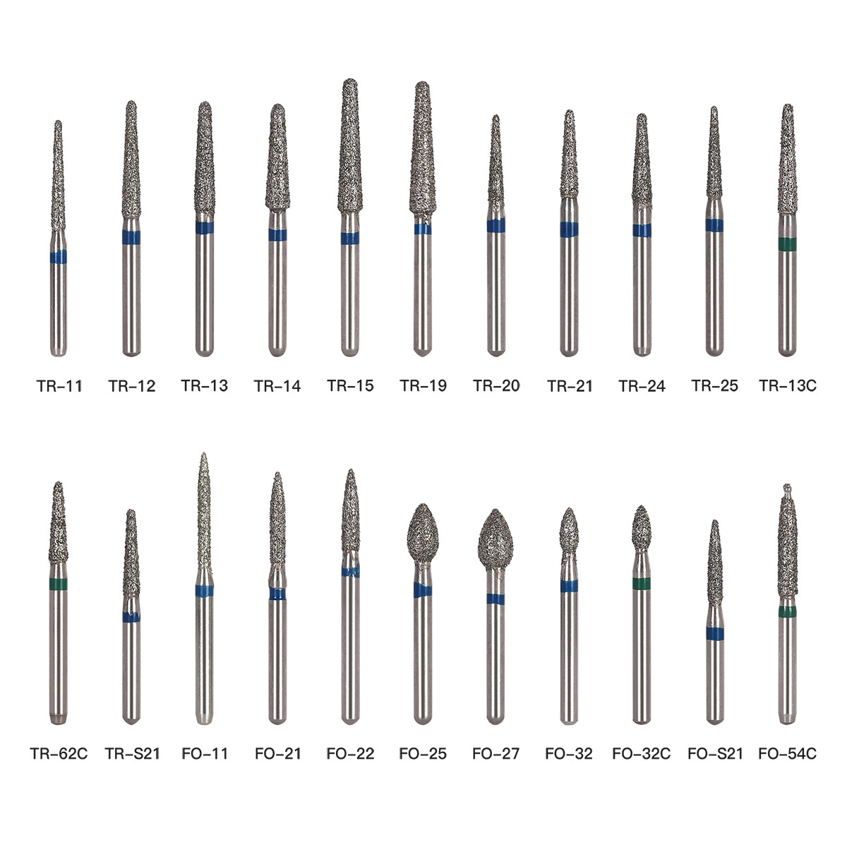1000pcs AZDENT Dental Diamond Burs For High Speed Handpiece Friction Grip Burs