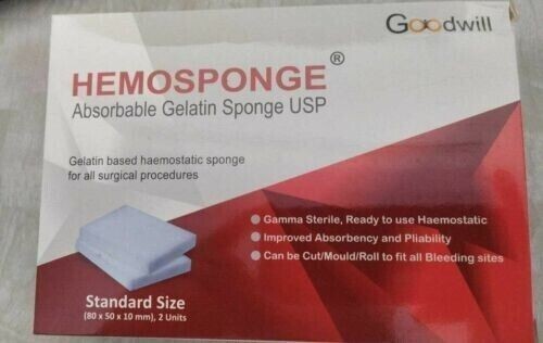 10 Pack Absorbable STERILE Haemostatic Gelatin Sponge 80mm Gelfoam Hemocollagene