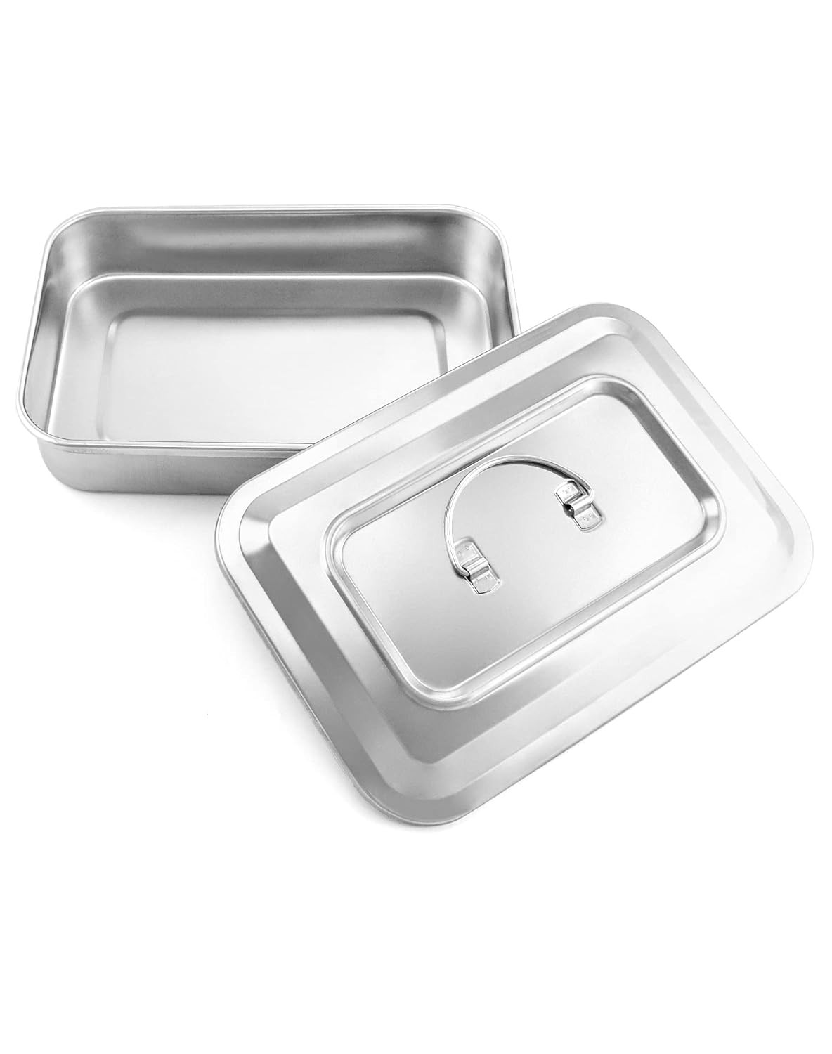 Stainless Steel Instrument Tray with Lid & Handle, 9.5×6.3×2 in Organizer 201 SS