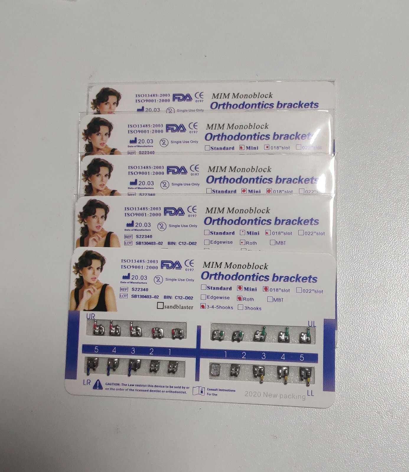 40 Sets Dental Metal Bracket MIM Monoblock Mini Roth 018 345 hooks Mesh Base