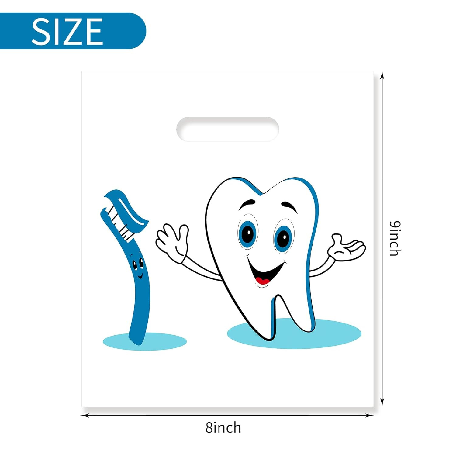 100 Pcs Dental Bags, 9 X 8 Inches Tooth Patient Care Goodie Bags, for Dental …