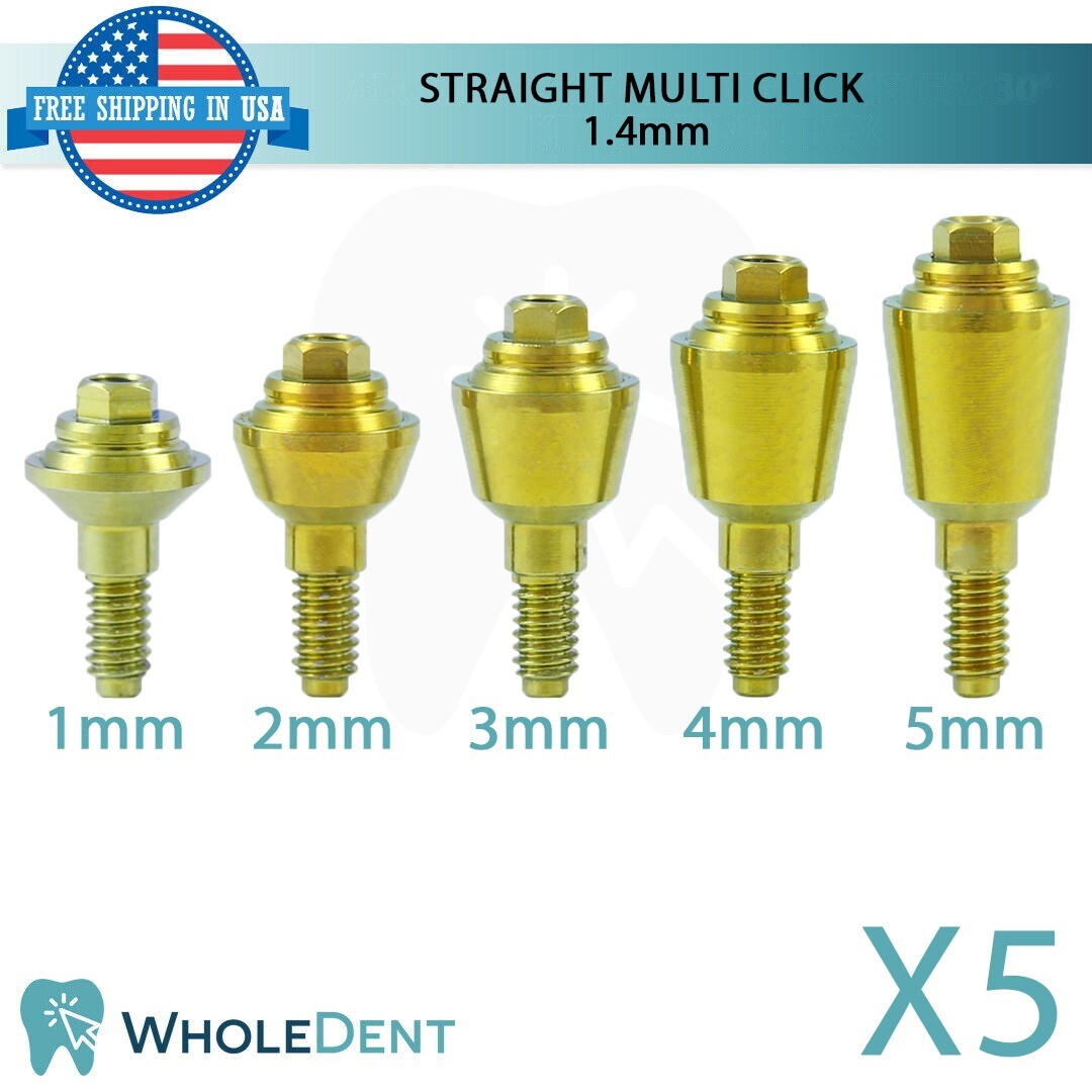 5X Straight Multi Unit 1.4mm Abutment Attachment Internal Hex 2.42mm Dental