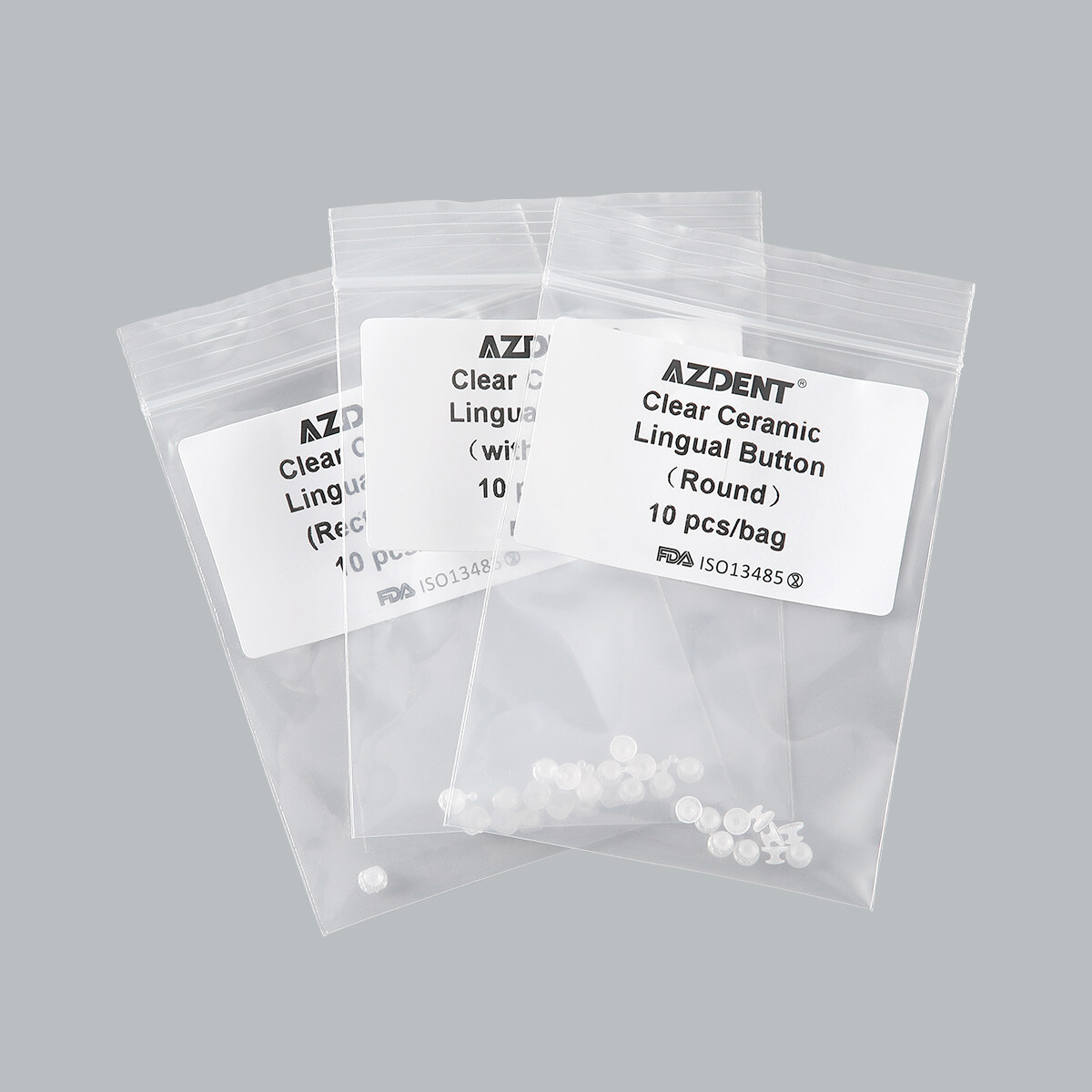 Dental Orthodontic Composite Clear Ceramic Lingual Buttons for Bondable Round