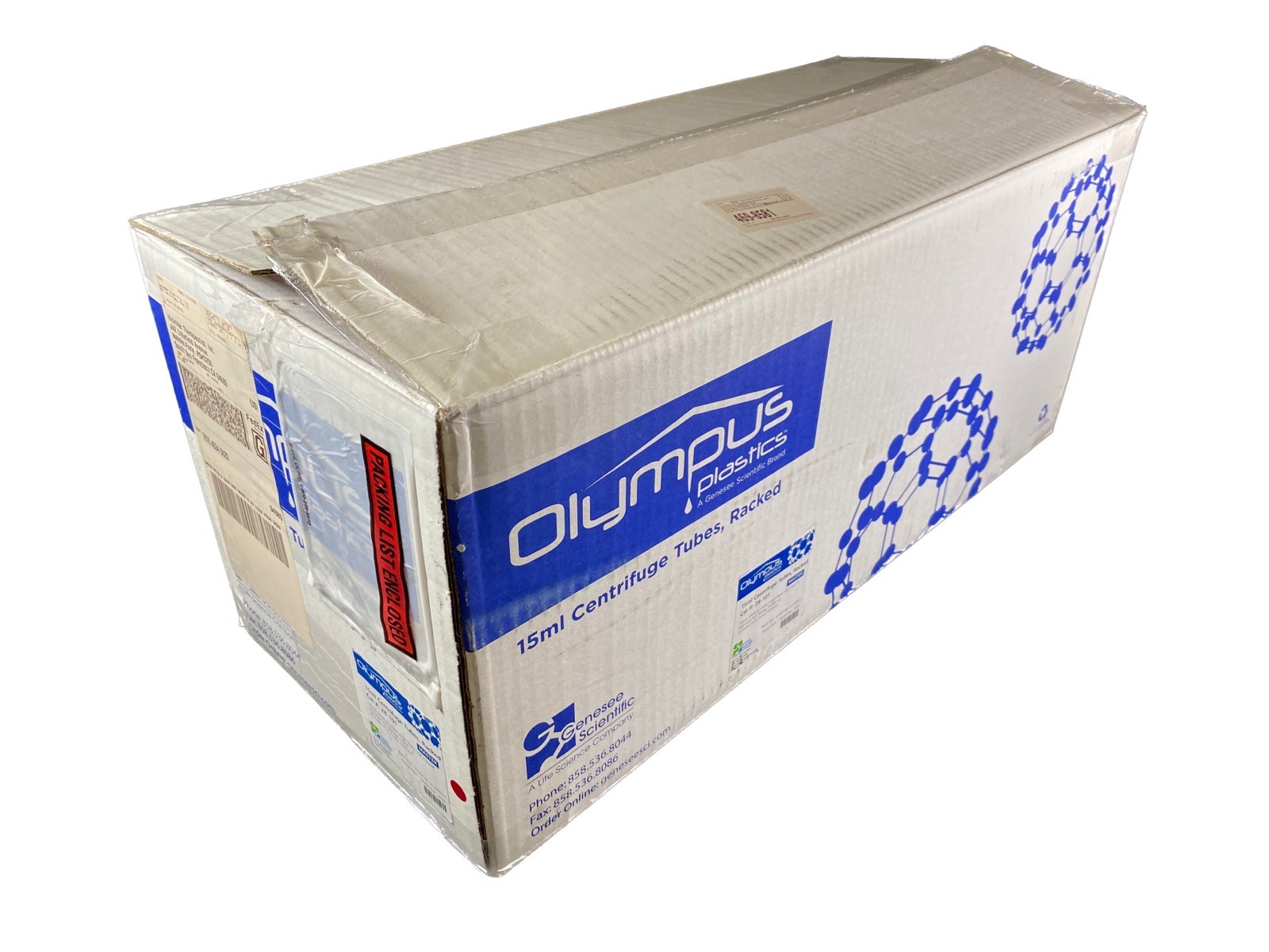 OLYMPUS Genesee 15mL Conical Sterile PP Racked Centrifuge Tubes #28-101 (325/Cs)