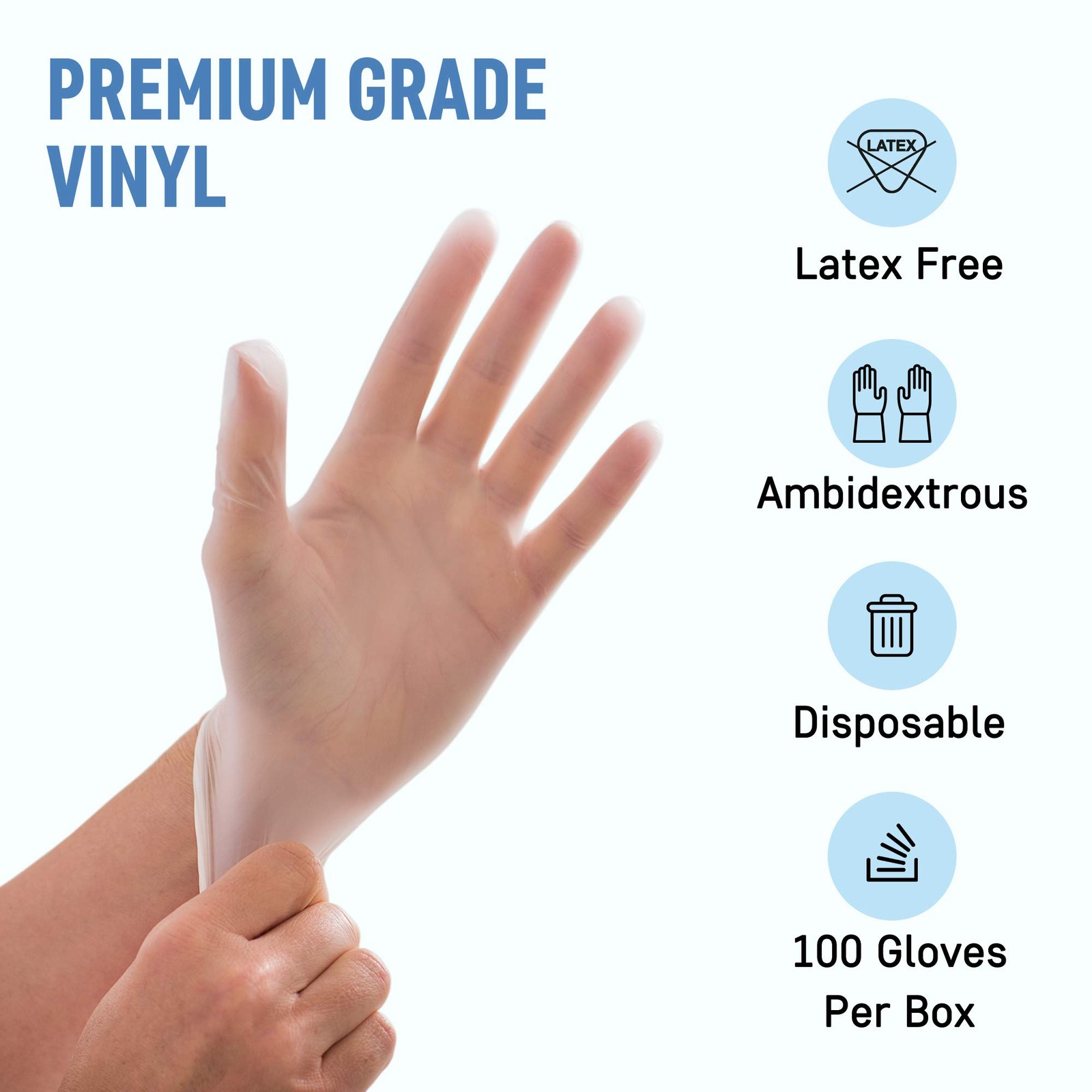 Dre Health Medium Clear Vinyl Medical Exam Gloves – Pack of 100