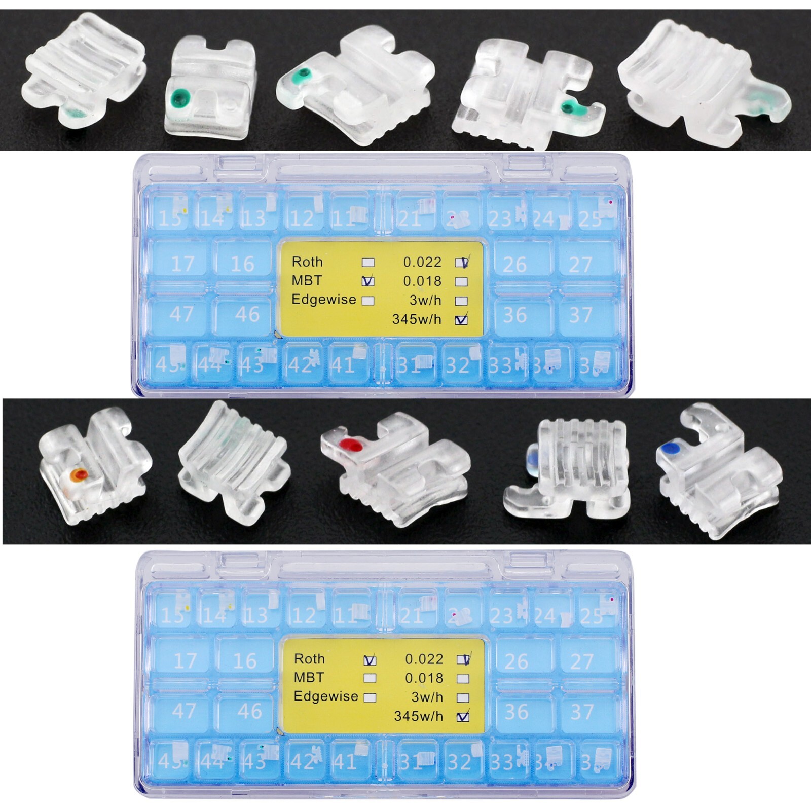 Dental Orthodontic Ceramic Brackets Clear Braces Elegan I MBT Roth 022 345 5-5