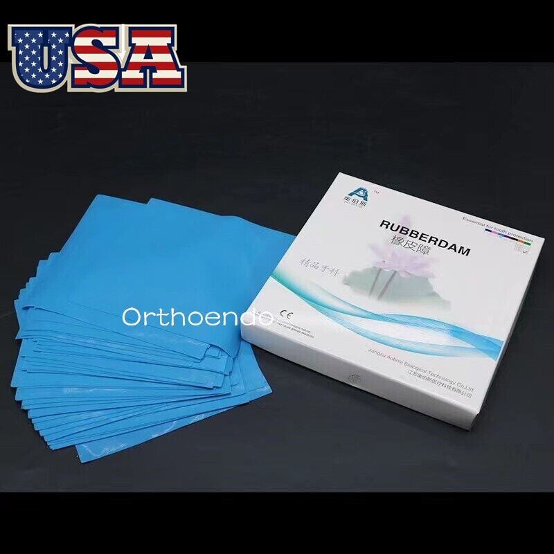 Rubber Dam Starter Kit w Frame Punch Clamps Dental Orthodontic Rubber Dam Sheets