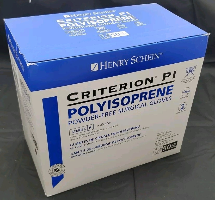 1 Box Criterion PI Polyisoprene Powder Free Sterile Surgical Gloves Size: 7