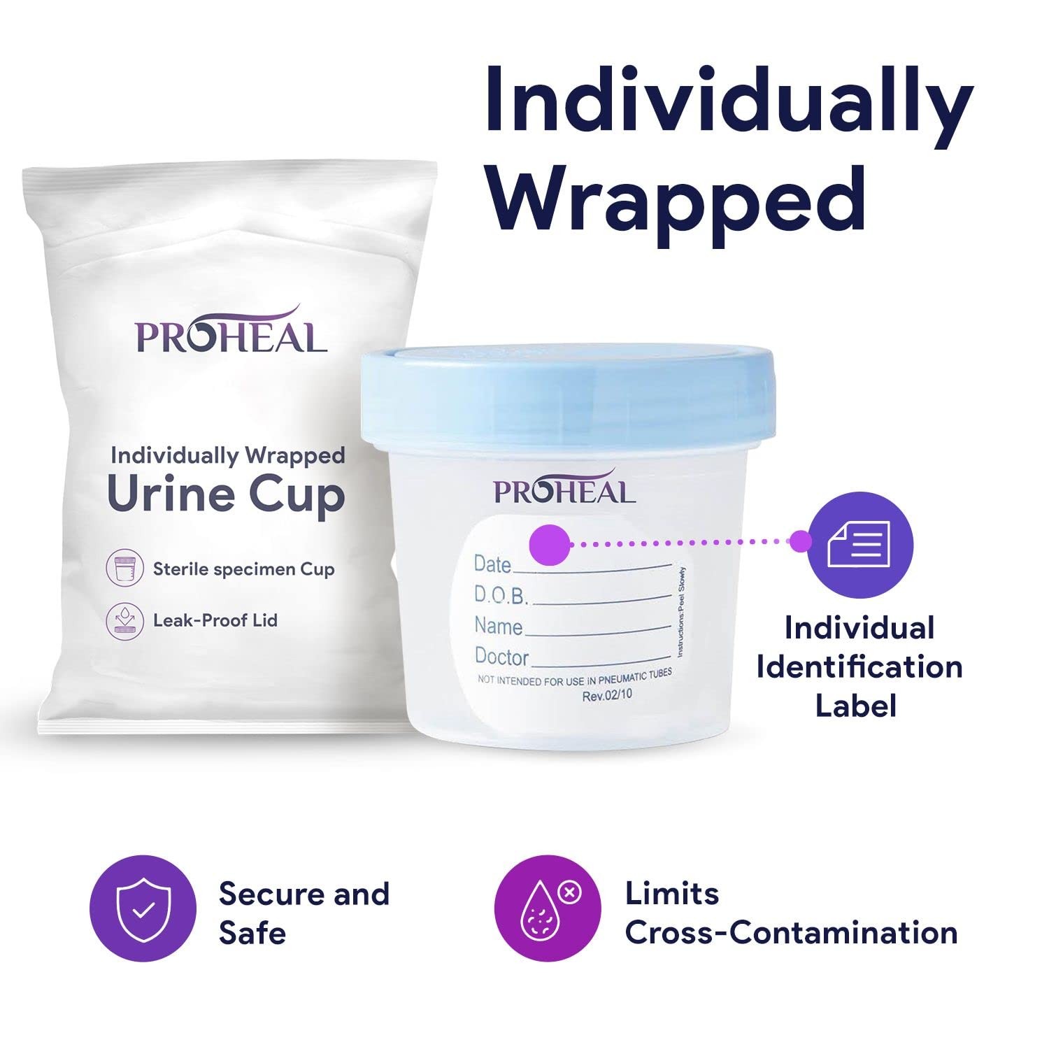 Sterile Urine Specimen Cups with Lids (2PK)- 4 oz. Sample for…