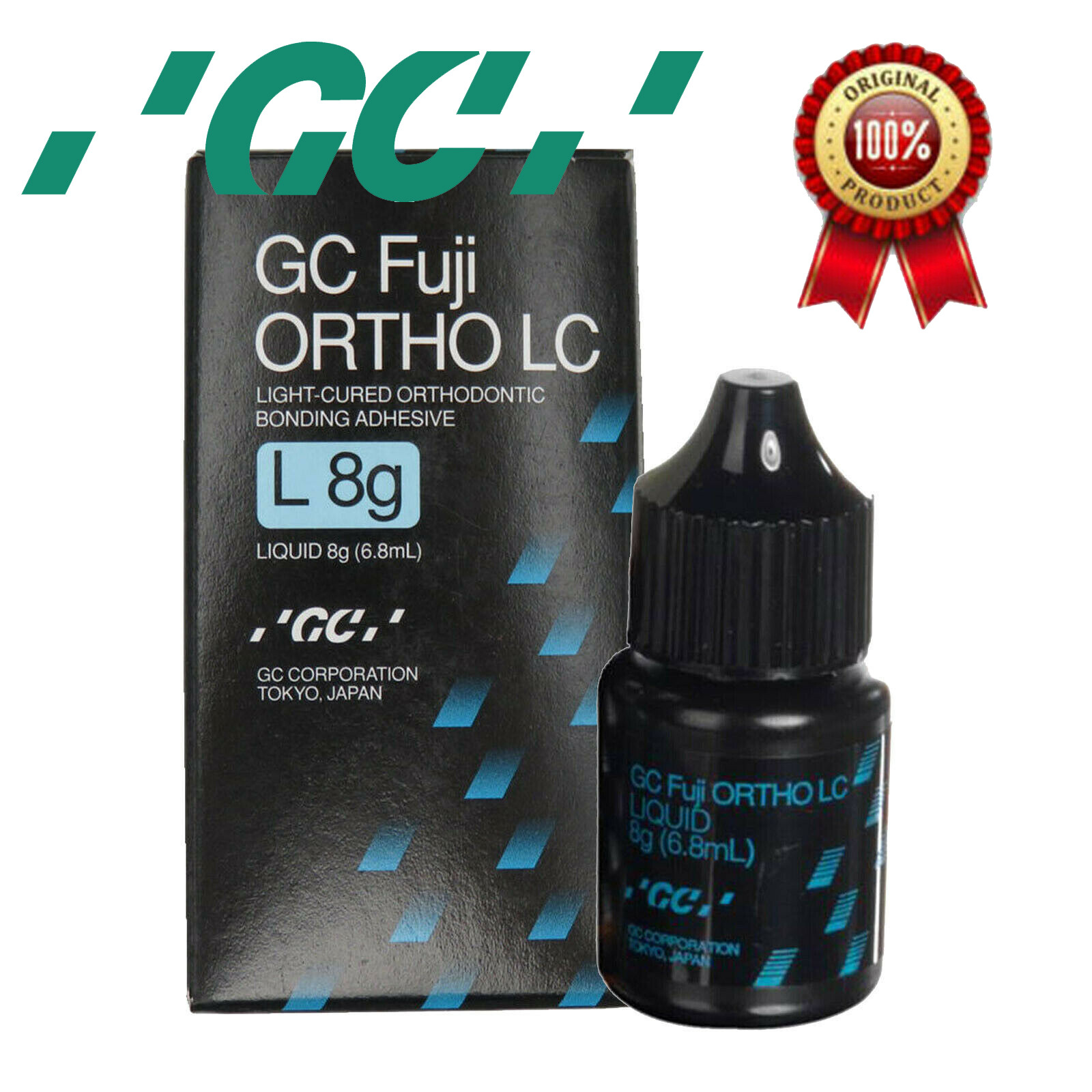 GC Fuji ORTHO LC light-cure Glass Ionomer Cement liquid 8g Power 15g CE