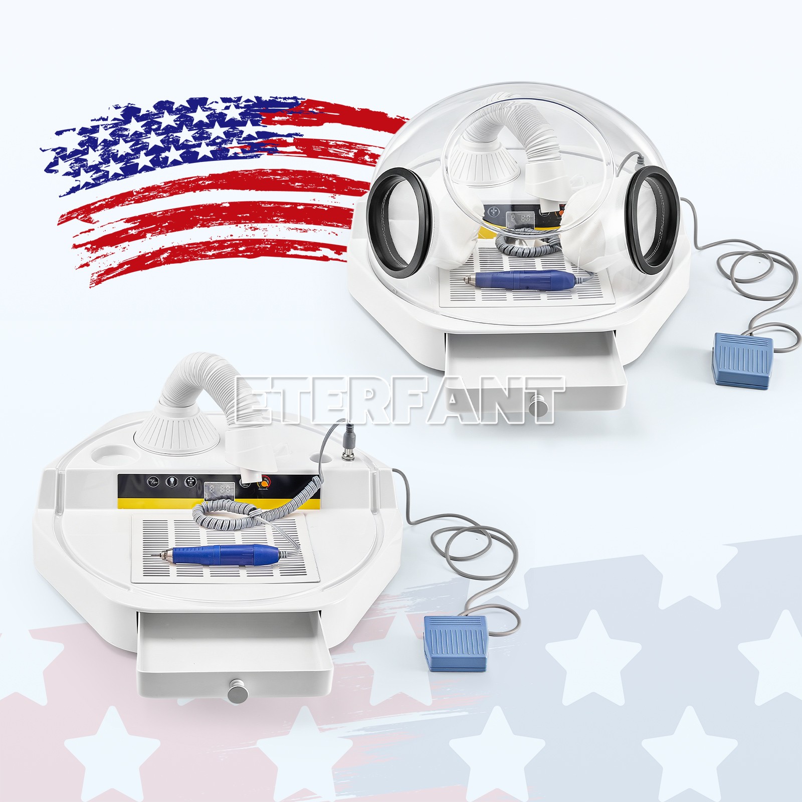 Dental Twin Pen Sandblaster with 2 Al Tanks/Dust-Free Grinding Machine with LED