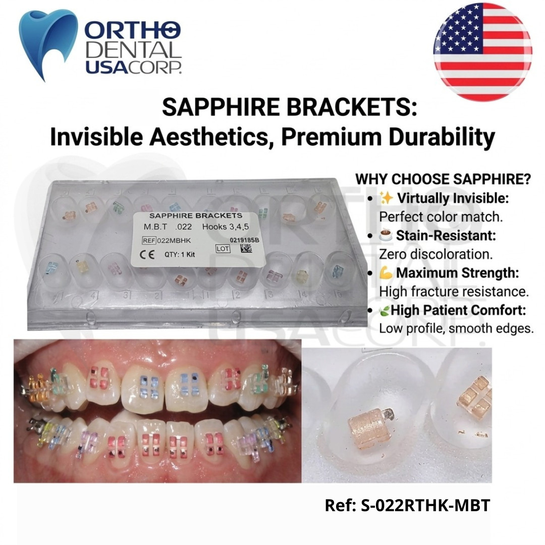 Sapphire Bracket W/H 3, 4, 5 .022″ 20 pcs Seller USA Seller Orthodentalusa Corp
