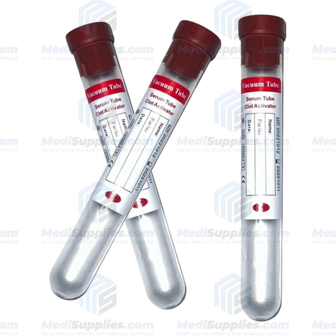 Vacuum Blood Collection Tube (Serum Tube Clot Activator), 10ml, Red, Exp 7/24