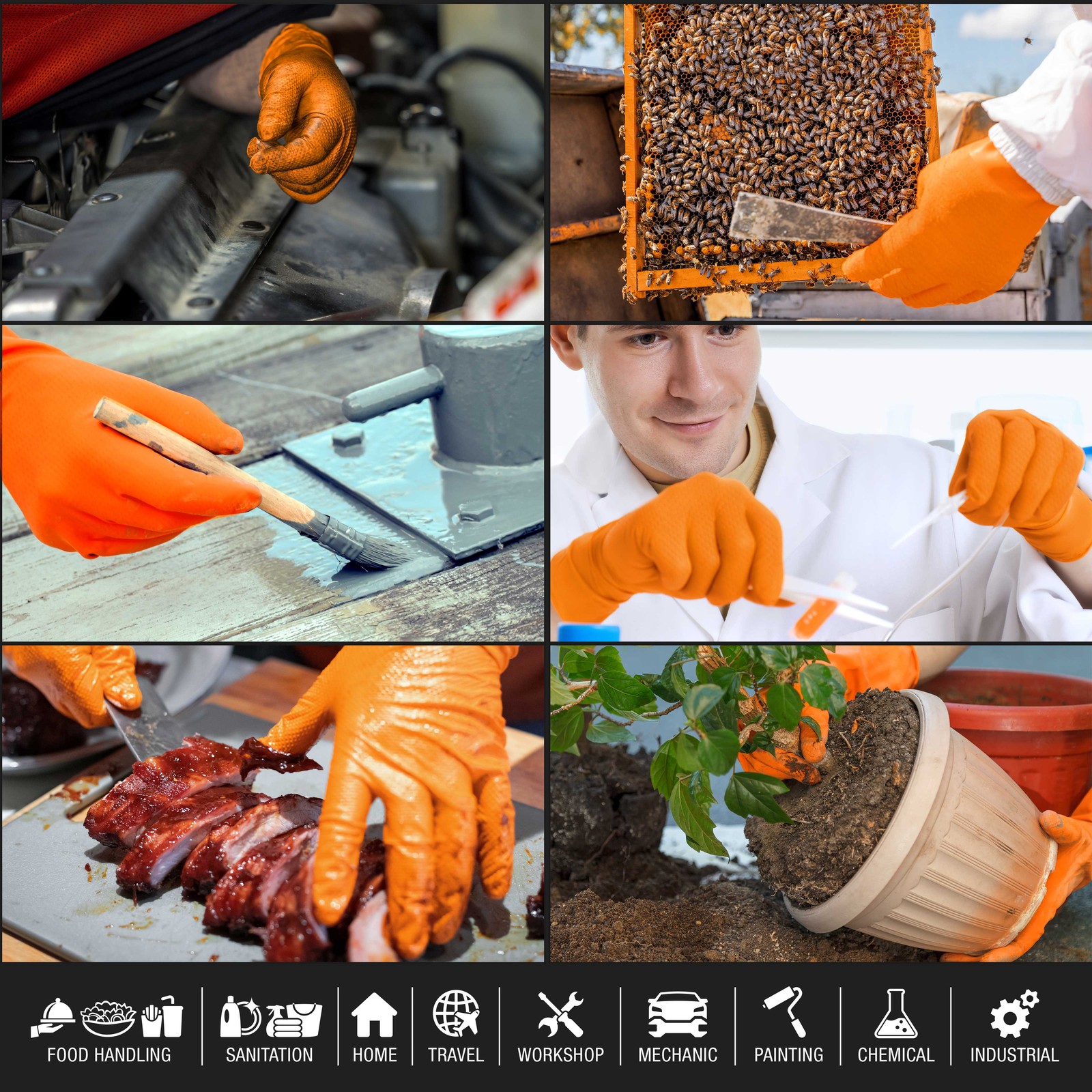 Duratection 8 Mil Super Duty Diamond Textured Nitrile Gloves, 300 Gloves, Small