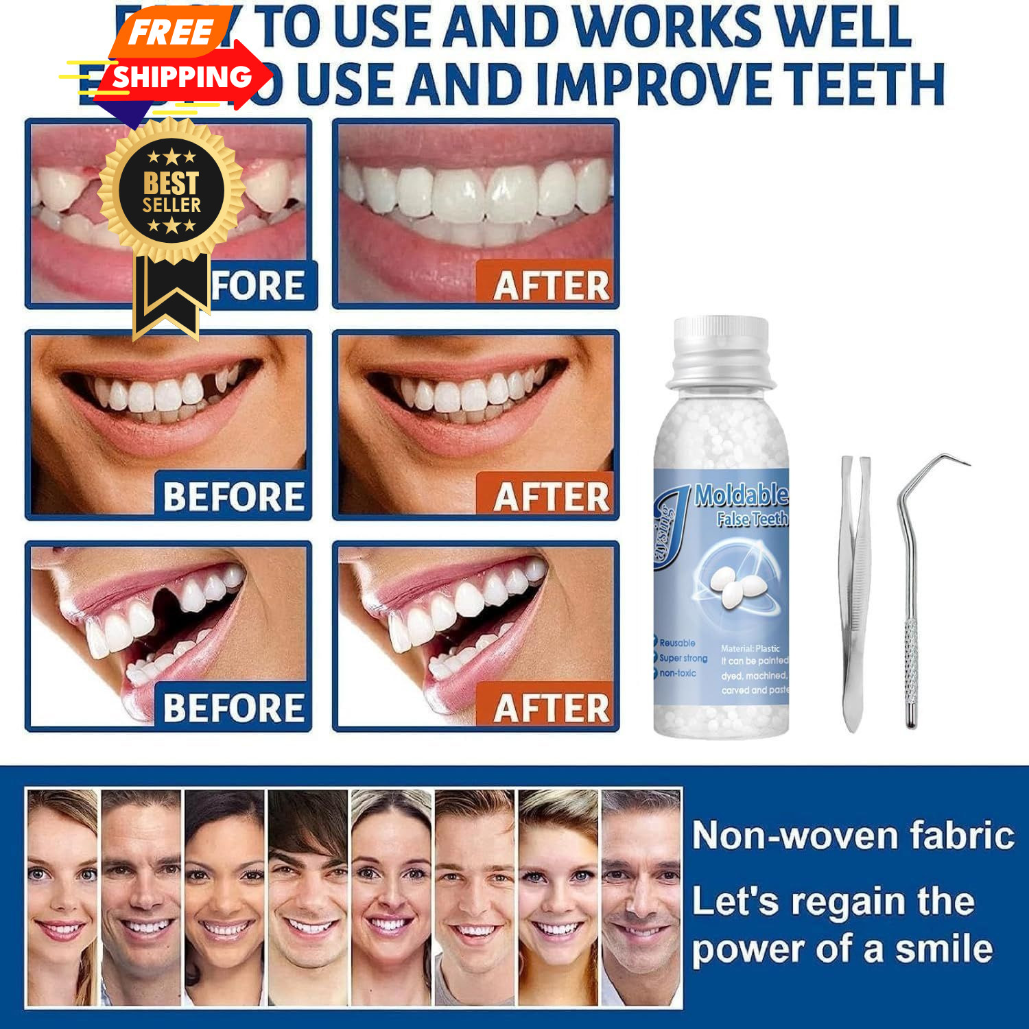 Tooth Repair Kits,2Pcs 30ml Dental Denture 2pcs
