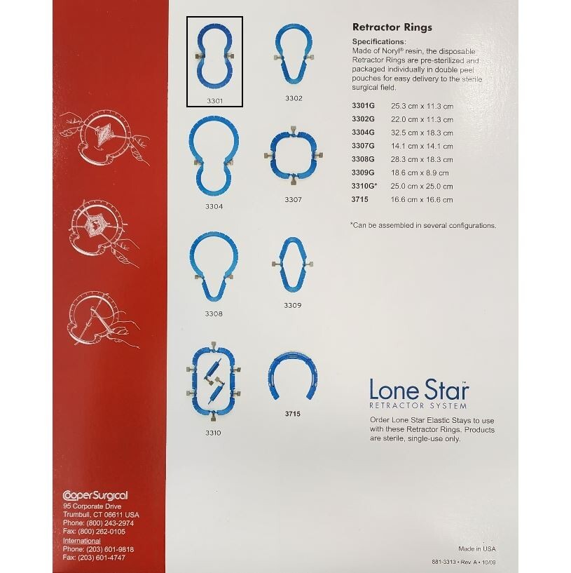 *1-Pack* Cooper Surgical Lone Star Retractor Ring System Sterile 3301G