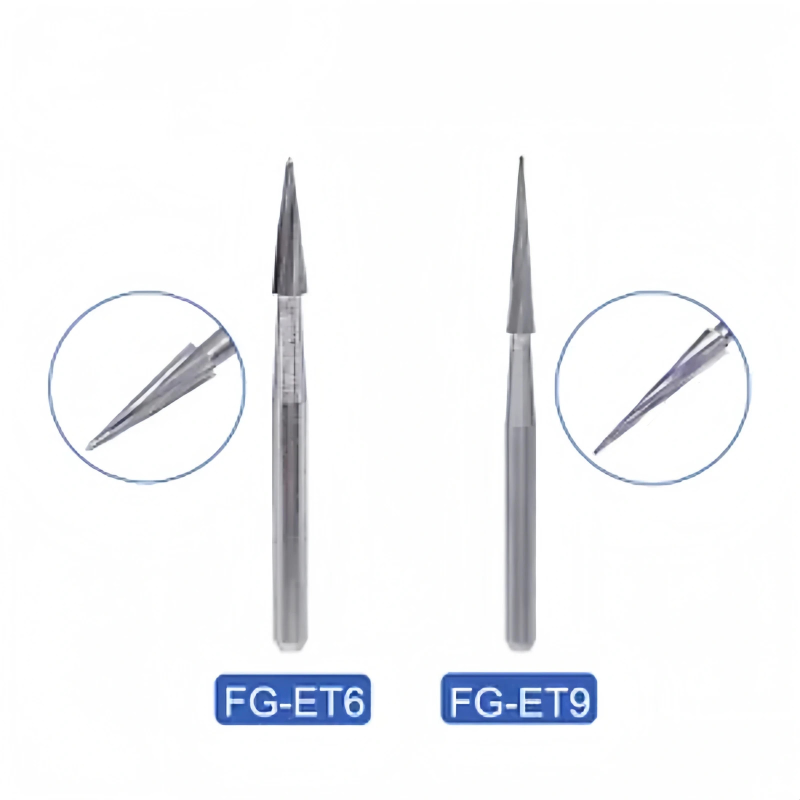 5Pcs Dental Carbide Burs Trimming Finishing Polishing Safe End Taper FG ET9/ET6