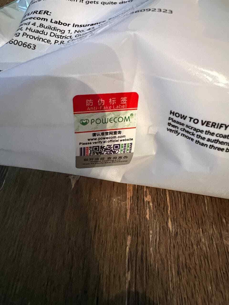[50 PACK] Powecom KN95 Protective Face Mask BFE 95% PM2.5 Disposable Respirator