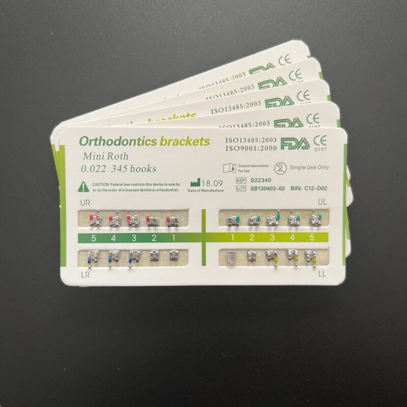 1-200Sets Dental Orthodontic Metal Brackets Mini Roth 022 345 hooks Mesh Base