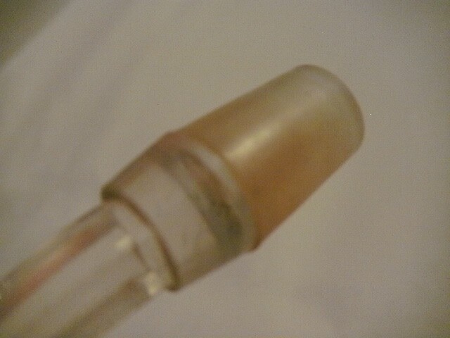 EXTREMELY ODD CONJOINED RIBBED & HORNED BOTTLE MADE IN FRANCE EACH W GLASS STRAW