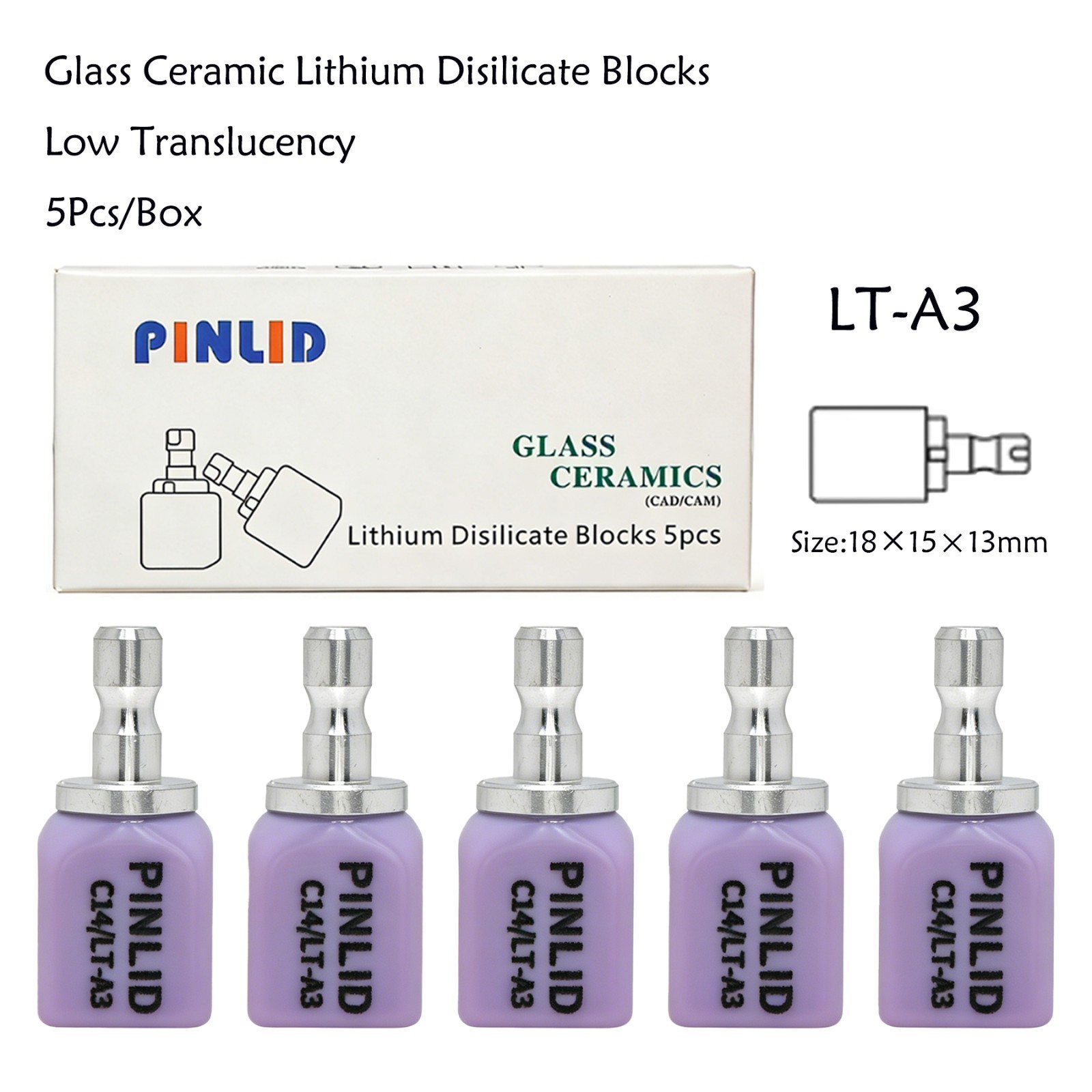 US C14 Exam Ceramic Blocks Lithium Disilicate Cerec CAD CAM LT A1 A2 A3 5Pcs/Box