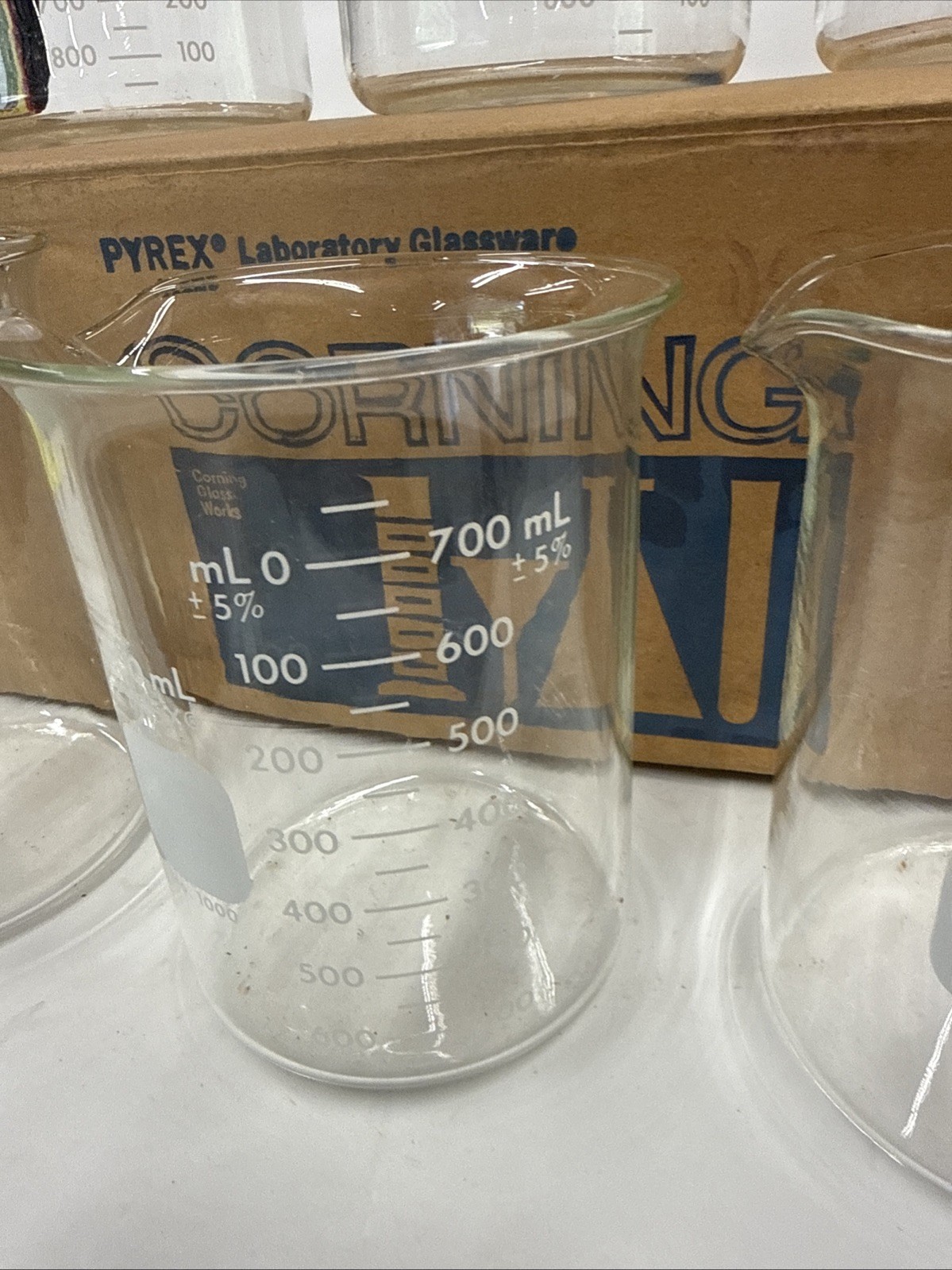 Vintage 6pc Pyrex Beaker Glass 1000mL Measuring Cup Lab Grade No. 1000