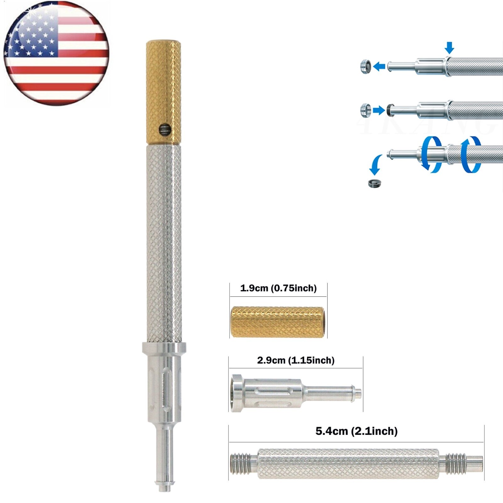 US Dental Overdenture Locator Core Tool Retention Male Caps For Abutment Inserts