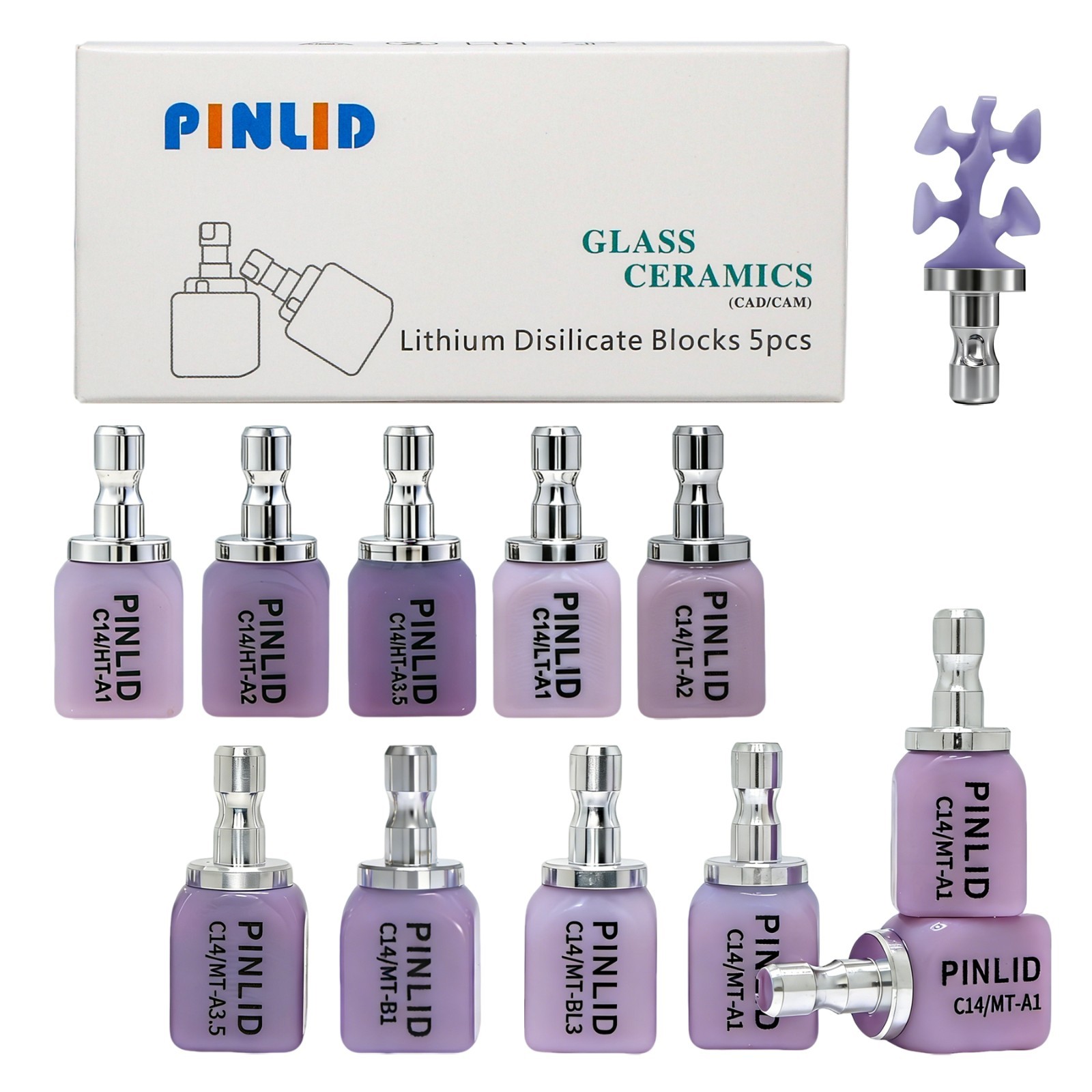 Dental C14 CAD/CAM Emax Glass Ceramic Block Lithium Disilicate CEREC Block LT MT