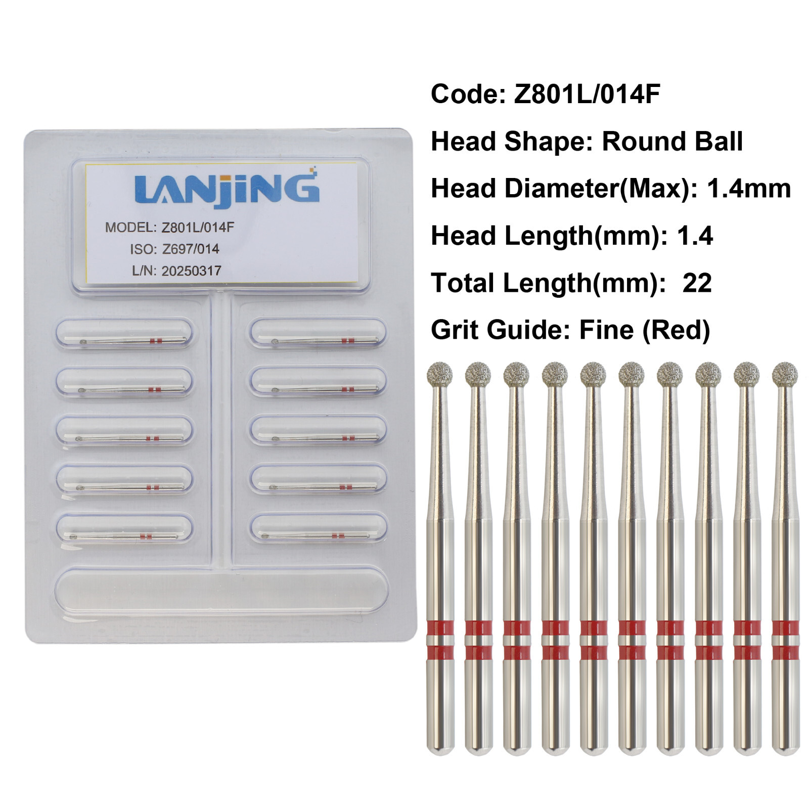 20 Types Zirconia Dental Diamond Burs FG Friction Grip for High Speed Handpiece