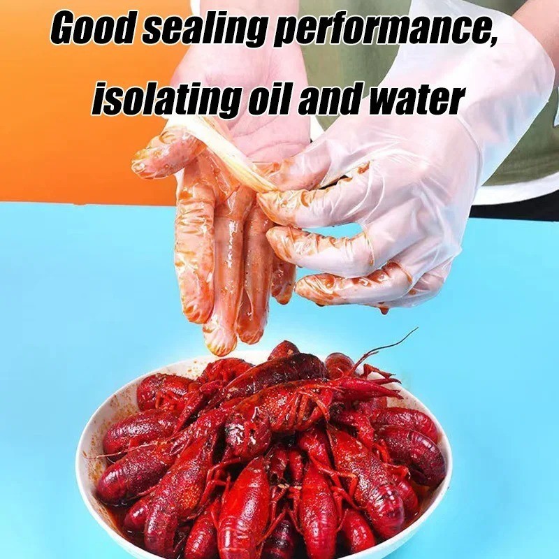 100 PCS Disposable TPE Gloves Powder Free Latex Free Food Safe Cleaning Kitchen