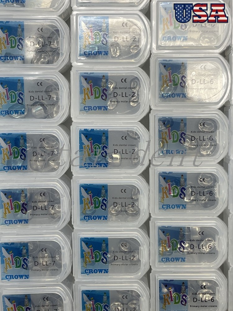 5pcs Dental Temporary Crowns For Kids Stainless Steel Pedo Molar Crown 48 sizes