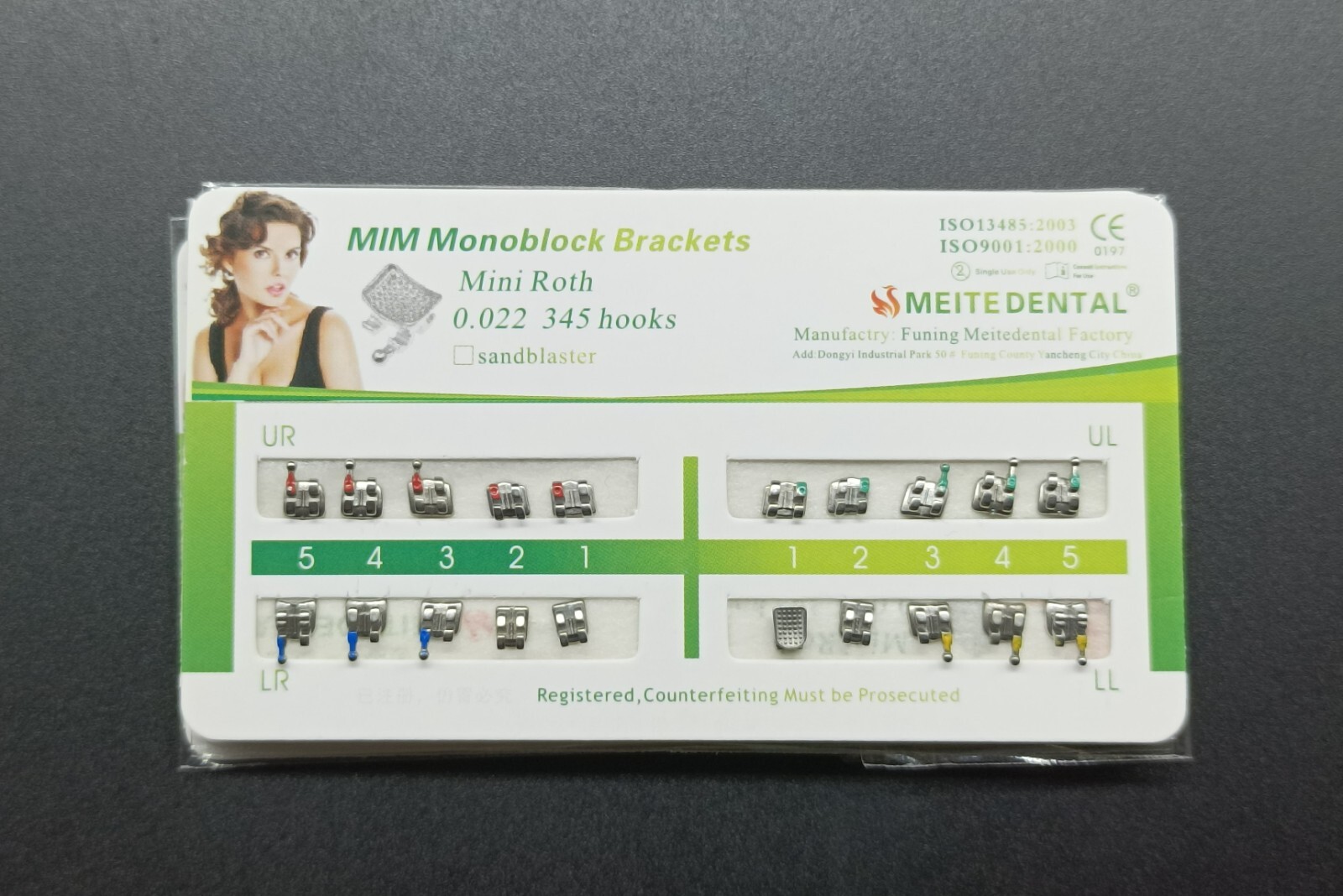 10Set Dental Orthodontic MIM Monoblock Brackets Mini Roth/MBT 022 Slot 345 hooks