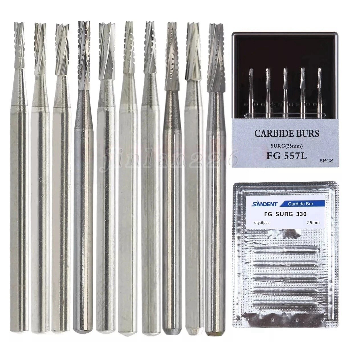 Dental Carbide Burs High Speed FG Taper Fissure 5pcs/pk