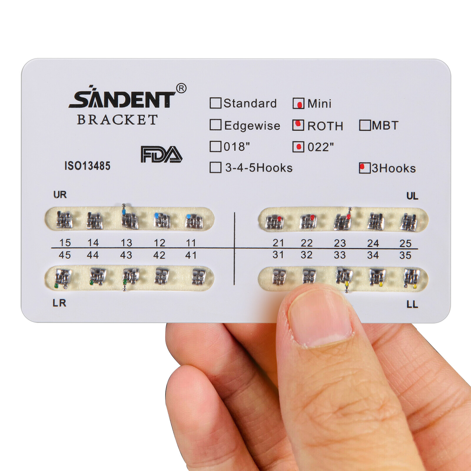 10 Packs SANDENT Dental Orthodontic Brackets Braces Mini Roth 022″Slot 3 Hooks