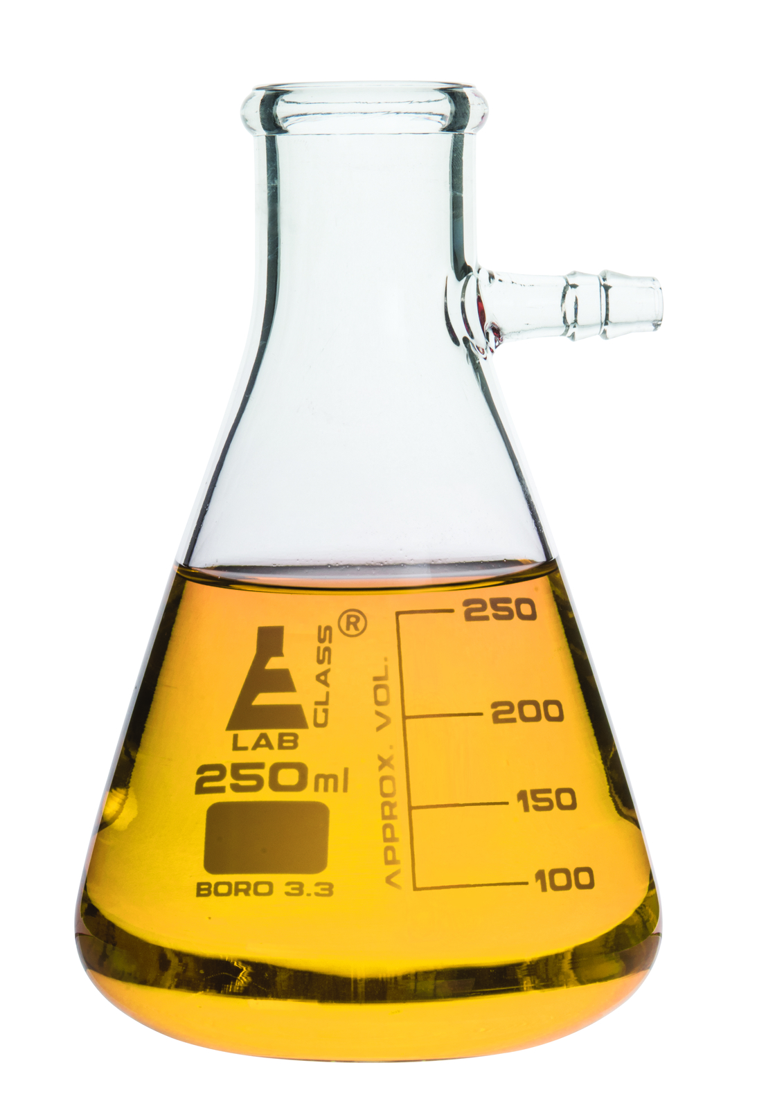 Filtering Flask, 250ml, borosilicate glass 50ml graduations, integrated side arm