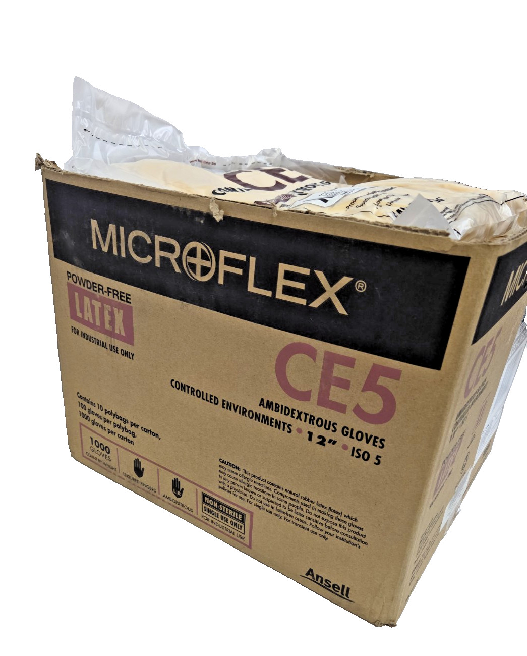 Microflex Powder-Free Latex Ambidextrous Gloves CE5-512-XL Size XL Box of 1000