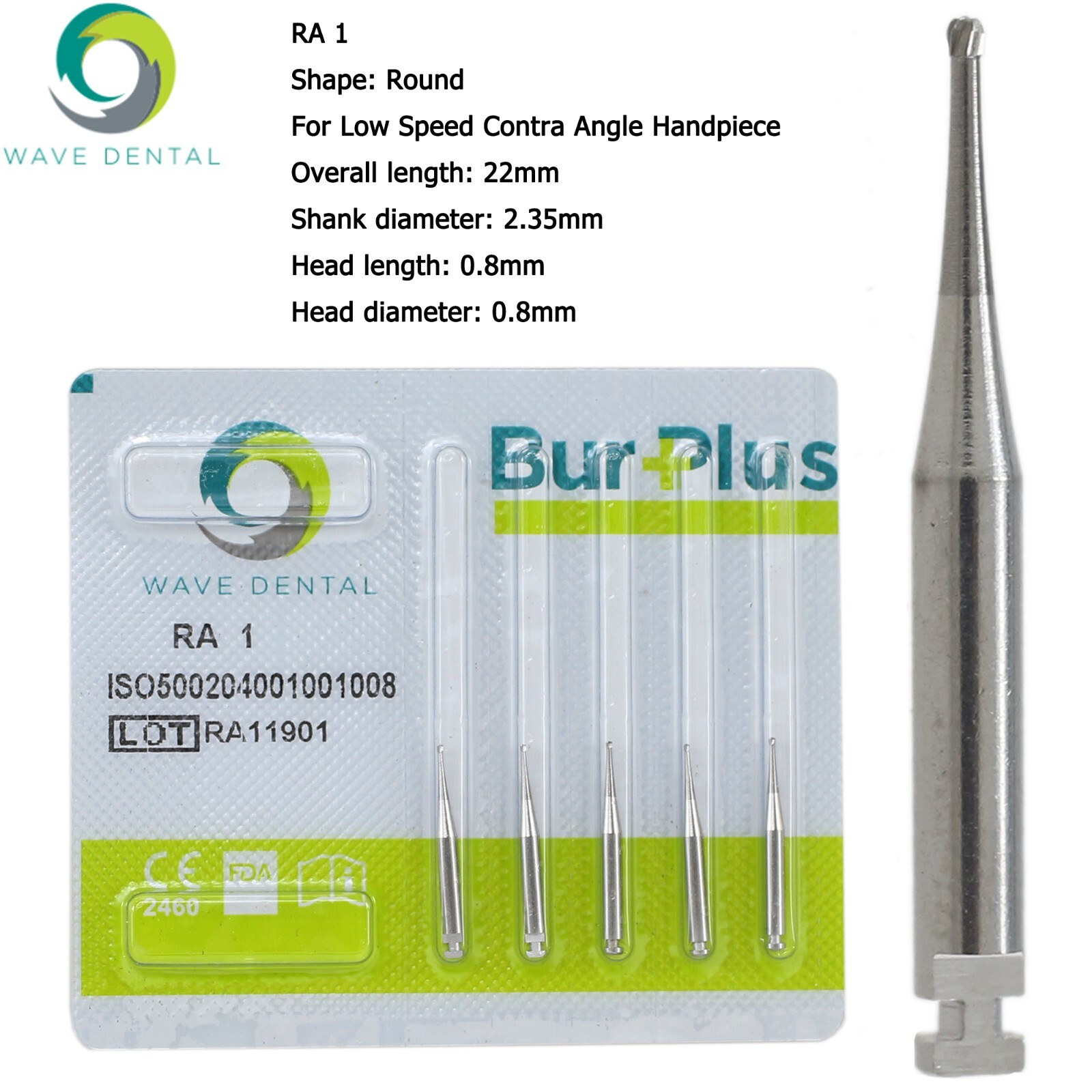 Wave Dental Carbide Round RA Burs Latch Surgical Length Bur RA SURG Contra Angle