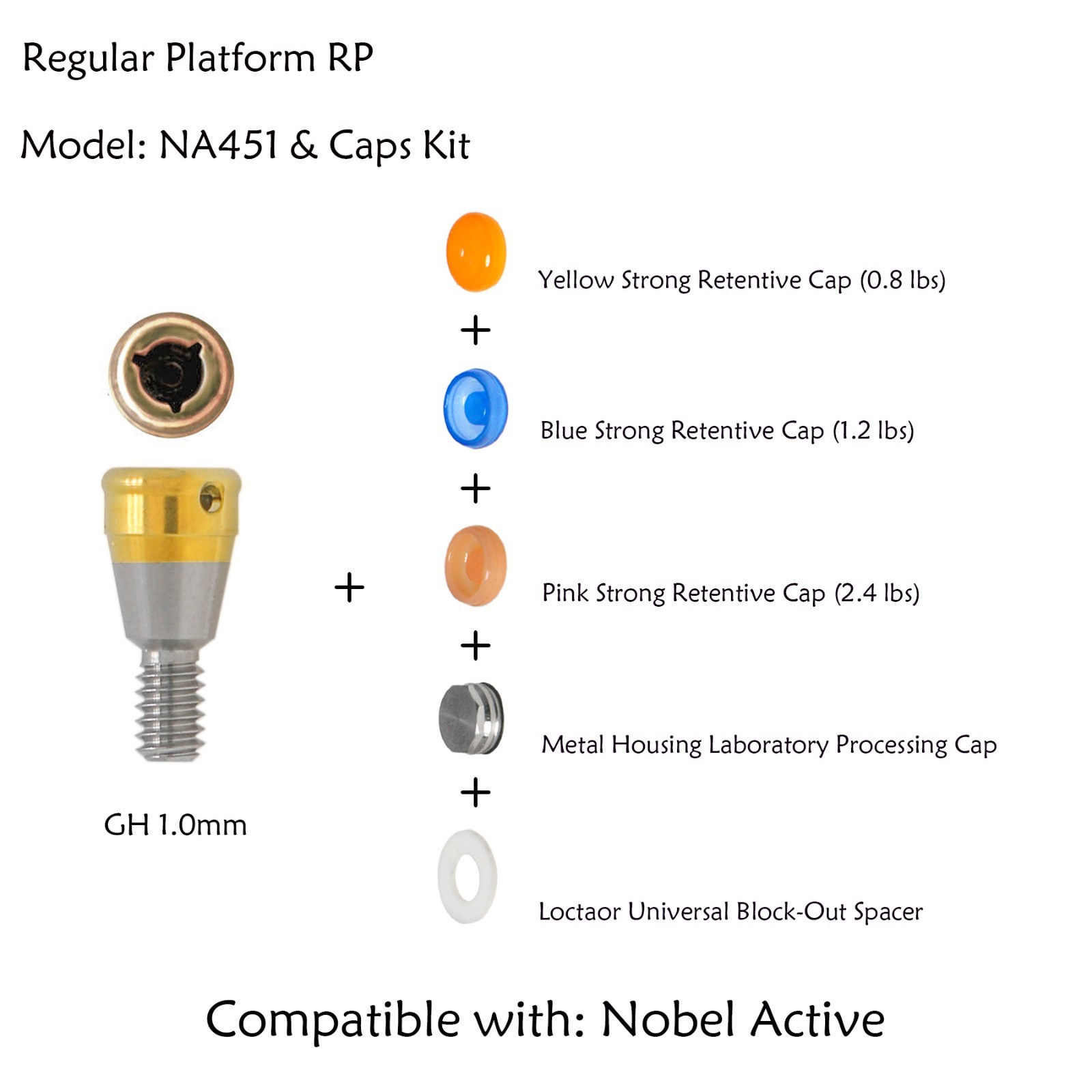 Locator Abutment for Nobel Active Biocare Conical Connection NP/RP 1-5mm Height
