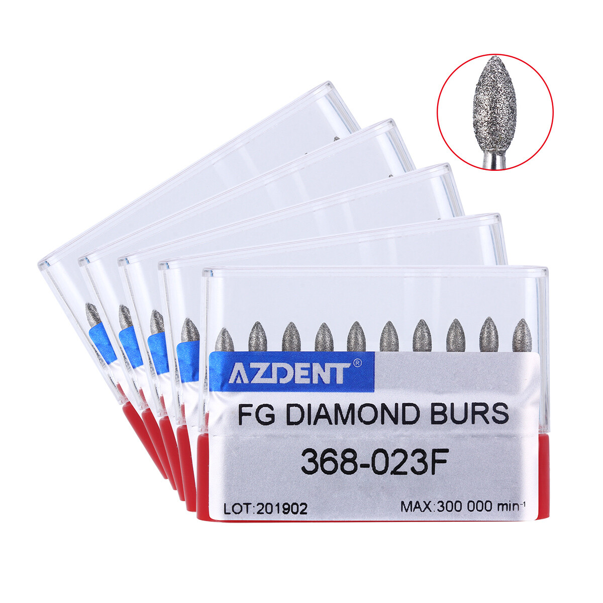 AZDENT Dental Dimond Burs Football #368-023F Fine Red 10Pcs/Pack