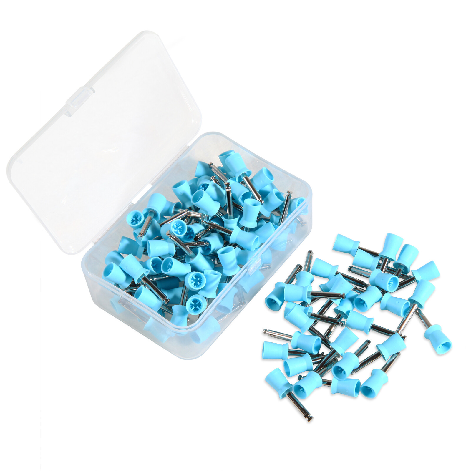 100 pieces Dental Prophy Cup Rubber Polish Polishing Tooth Latch Type Blue sx