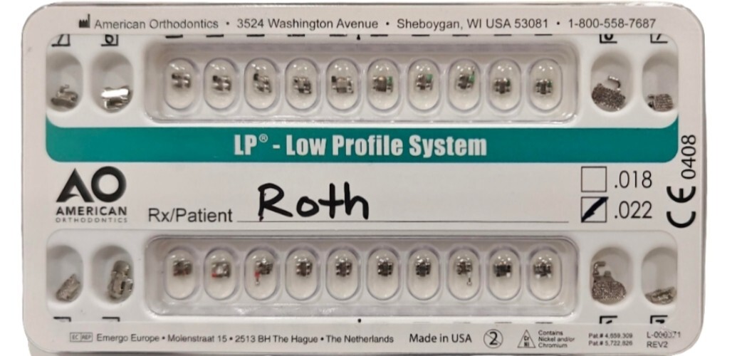 AO American Orthodontics LP 022 Roth- Full Sets 7-7 (Pack of 5)