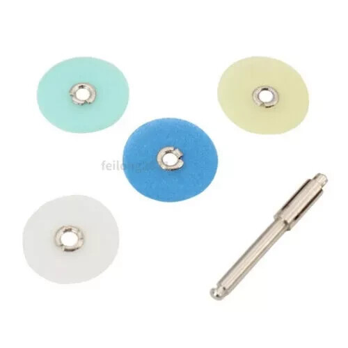 1 Box 40pcs Dental Composite Finishing Polishing Discs Metal Bush Mandrel