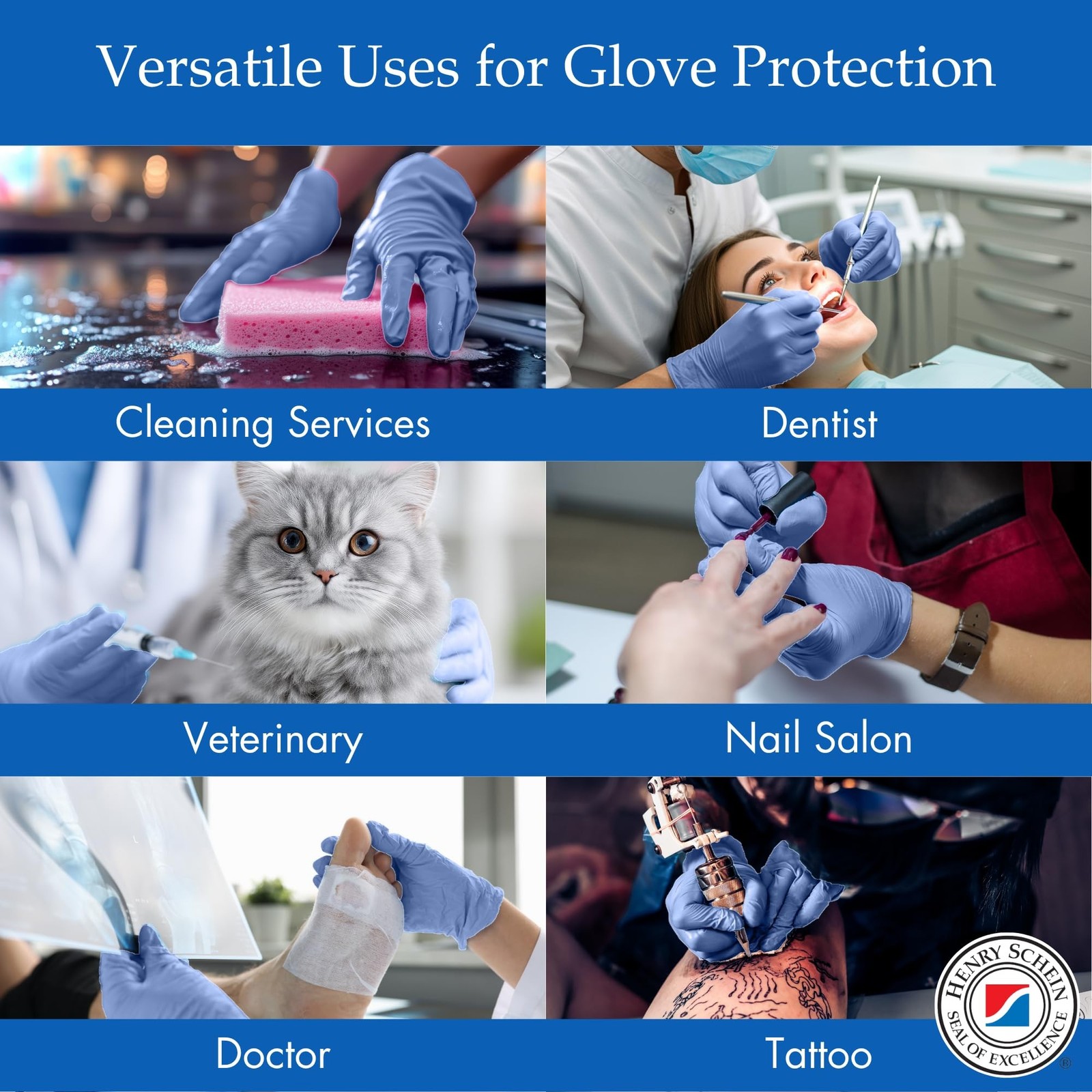 Henry Schein Criterion N200 Nitrile Exam Gloves, Latex-Free, Textured, Blue, …